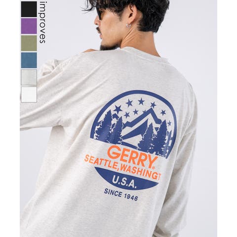 improves（インプローブス） | 長袖Tシャツ メンズ GERRY ジェリー 別注プリント ロンT カットソー バックプリント ワンポイントプリント アウトドア ストリート アメカジ