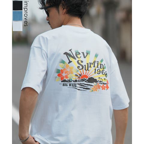 improves（インプローブス） | 半袖Tシャツ メンズ NEV SURF ネブサーフ 別注 モーニンググロウ プリント カットソー 大きめ アメカジ カジュアル サーフ サーファー ストリート 西海岸