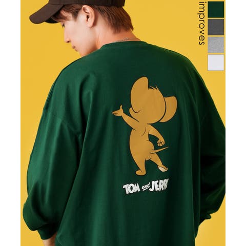 improves（インプローブス） | 長袖Tシャツ メンズ TOM&JERRY トムとジェリー プリント カットソー ロンT カートゥーン 大きめ アメカジ カジュアル スケーター ストリート 古着MIX