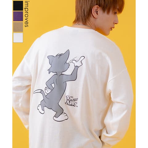 improves（インプローブス） | 長袖Tシャツ メンズ TOM&JERRY トムとジェリー プリント カットソー ロンT カートゥーン 大きめ アメカジ カジュアル スケーター ストリート 古着MIX