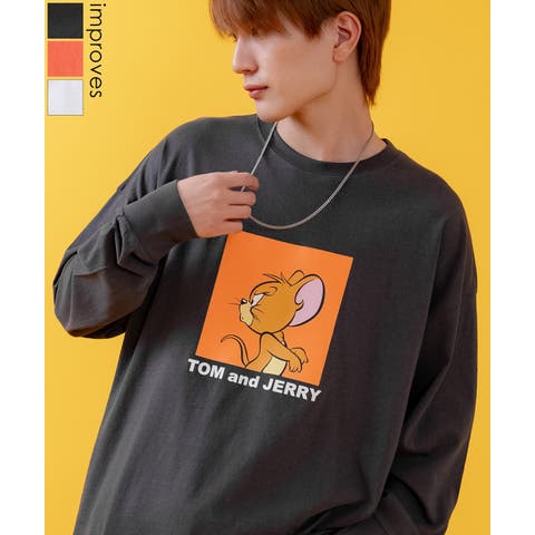 improves（インプローブス） | 長袖Tシャツ メンズ TOM&JERRY トムとジェリー プリント カットソー ロンT カートゥーン 大きめ アメカジ カジュアル スケーター ストリート 古着MIX