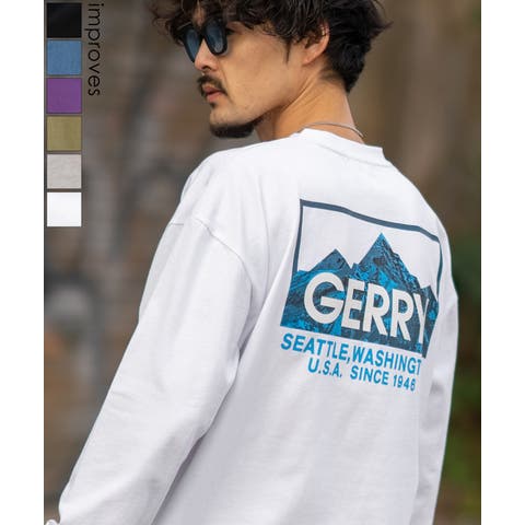 improves（インプローブス） | 長袖Tシャツ メンズ GERRY ジェリー 別注プリント ロンT カットソー バックプリント ボックスロゴ アウトドア ストリート アメカジ 古着MIX ホワイト ブラック
