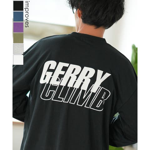 improves（インプローブス） | 長袖Tシャツ メンズ GERRY ジェリー 別注プリント ロンT カットソー バックプリント レイヤーロゴ アウトドア ストリート アメカジ 古着MIX ホワイト ブラック