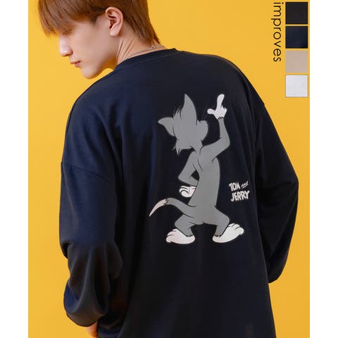 improves（インプローブス） | 長袖Tシャツ メンズ TOM&JERRY トムとジェリー プリント カットソー ロンT カートゥーン 大きめ アメカジ カジュアル スケーター ストリート 古着MIX