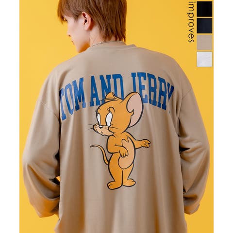 improves（インプローブス） | 長袖Tシャツ メンズ TOM&JERRY トムとジェリー プリント カットソー ロンT カートゥーン 大きめ アメカジ カジュアル スケーター ストリート 古着MIX