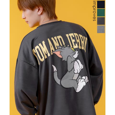 improves（インプローブス） | 長袖Tシャツ メンズ TOM&JERRY トムとジェリー プリント カットソー ロンT カートゥーン 大きめ アメカジ カジュアル スケーター ストリート 古着MIX