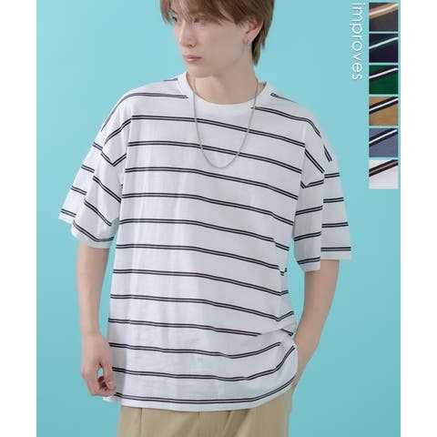 improves（インプローブス） | Tシャツ メンズ レディース シンプル マルチ ボーダートップス ルーズフィット カジュアル アメカジ ストリート スケーター 古着MIX 韓国ファッション