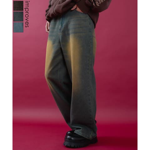 improves（インプローブス） | デニムパンツ メンズ レディース  バギーパンツ ビンテージ風 ジーンズ ワイドパンツ アメカジ カジュアル ストリート スケーター 韓国ファッション 古着