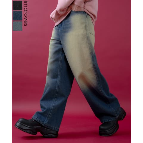 improves（インプローブス） | デニムパンツ メンズ レディース  バギーパンツ ビンテージ風 ジーンズ ワイドパンツ アメカジ カジュアル ストリート スケーター 韓国ファッション 古着