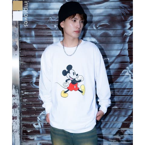 improves（インプローブス） | カットソー メンズ ミッキーマウス キャラT キャラクター Tシャツ トップス 綿100％ ロング スリーブ カジュアル アメカジ ストリート スケーター 古着MIX