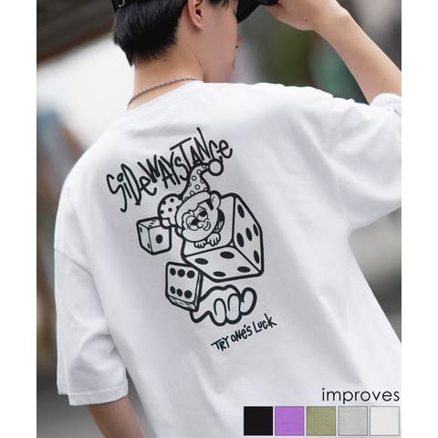 improves（インプローブス） | 半袖Tシャツ メンズ SIDEWAY STANCE サイドウェイスタンス オリジナルプリント ダイス サイコロ タギング マスコット オーバーサイズ 大きめ