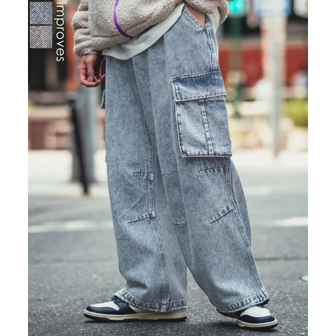 improves（インプローブス） | デニムパンツ メンズ SIDEWAY STANCE サイドウェイスタンス ジーンズ ワイドパンツ カーゴパンツ ケミカルウォッシュ