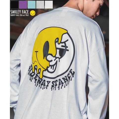 improves（インプローブス） | 長袖Tシャツ メンズ SIDEWAY STANCE サイドウェイスタンス オリジナルプリント グラフィック ロンT スマイリーフェイス にこちゃん オーバーサイズ スケーター