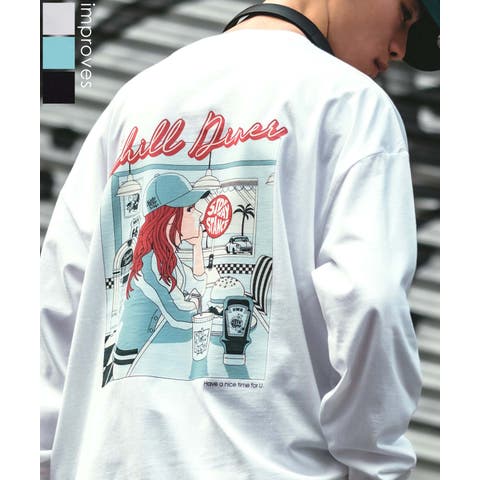 improves(インプローブス) | 長袖Tシャツ メンズ SIDEWAY STANCE サイドウェイスタンス オリジナルプリント グラフィック ロンT シティポップ チルアウト オーバーサイズ 大きめ アメカジ
