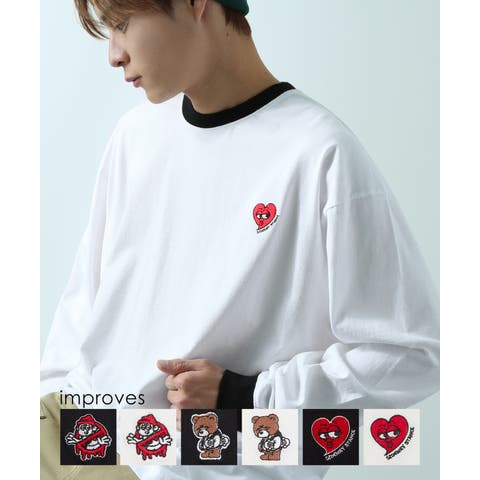 improves（インプローブス） | 長袖Tシャツ メンズ SIDEWAY STANCE サイドウェイスタンス オリジナル ワンポイント刺しゅう ロンT リンガー 大きめ スケーター ストリート 古着MIX 韓国