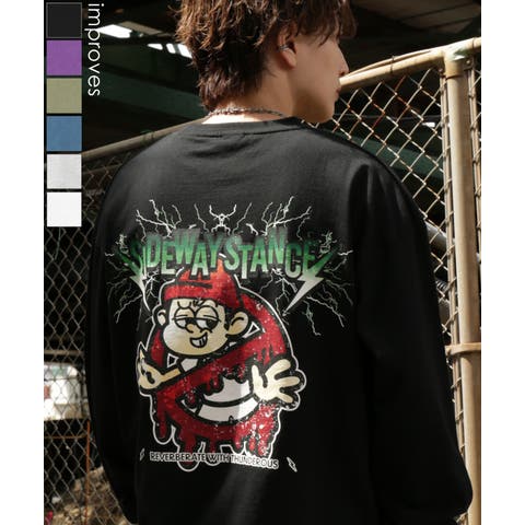 improves（インプローブス） | 長袖Tシャツ メンズ SIDEWAY STANCE サイドウェイスタンス オリジナルプリント サンダーノーウェイ グラフィック ロンT 大きめ アメカジ スケーター ストリート