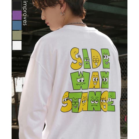 improves（インプローブス） | 長袖Tシャツ メンズ SIDEWAY STANCE サイドウェイスタンス オリジナルプリント ロゴマスコット グラフィック ロンT 大きめ アメカジ スケーター ストリート