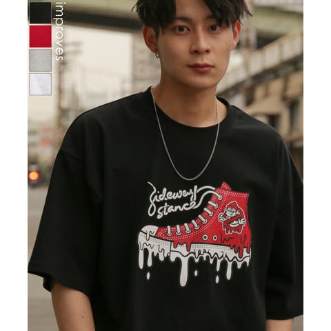 improves（インプローブス） | 半袖Tシャツ メンズ SIDEWAY STANCE サイドウェイスタンス オリジナルプリント ハイカットスニーカー グラフィック カットソー アメカジ スケーター ストリート