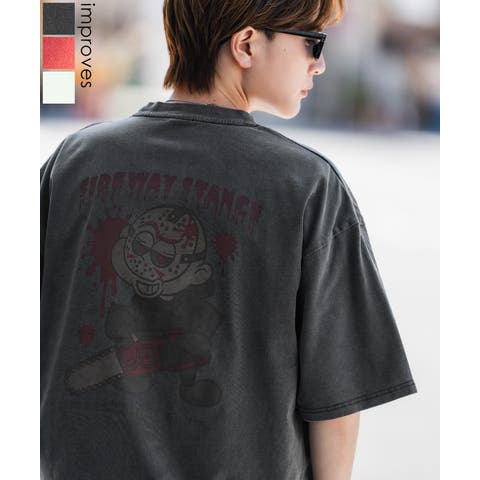 improves（インプローブス） | 半袖Tシャツ メンズ SIDEWAY STANCE サイドウェイスタンス プリント ピグメント チェンソー カットソー アメカジ スケーター ストリート 古着MIX