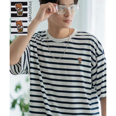 improves（インプローブス） | 半袖Tシャツ メンズ SIDEWAY STANCE サイドウェイスタンス オリジナル ワンポイント 刺しゅう ボーダーTシャツ カットソー スケーター