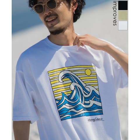improves（インプローブス） | 半袖Tシャツ メンズ SIDEWAY STANCE サイドウェイスタンス オリジナルプリント WAVE グラフィック カットソー アメカジ スケーター ストリート サーフ 西海岸