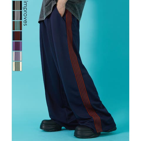 improves（インプローブス） | トラックパンツ メンズ SIDEWAY STANCE サイドウェイスタンス ワイド ライン ジャージ イージーパンツ トレーニングパンツ ストリート 韓国 スケーター 古着
