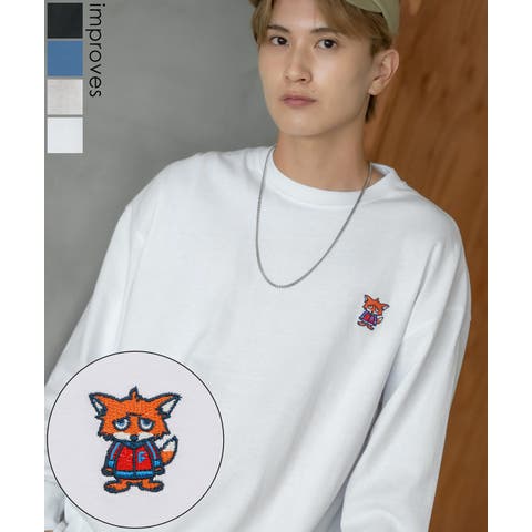 improves（インプローブス） | 長袖Tシャツ メンズ SIDEWAY STANCE サイドウェイスタンス オリジナル ワンポイント 刺しゅう カットソー ロンT 大きめ アメカジ カジュアル スケーター