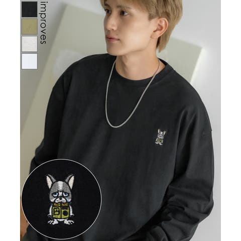 improves（インプローブス） | 長袖Tシャツ メンズ SIDEWAY STANCE サイドウェイスタンス オリジナル ワンポイント 刺しゅう カットソー ロンT 大きめ アメカジ カジュアル スケーター