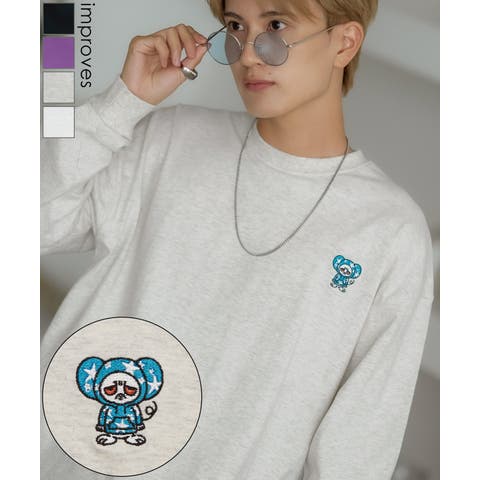 improves（インプローブス） | 長袖Tシャツ メンズ SIDEWAY STANCE サイドウェイスタンス オリジナル ワンポイント 刺しゅう カットソー ロンT 大きめ アメカジ カジュアル スケーター