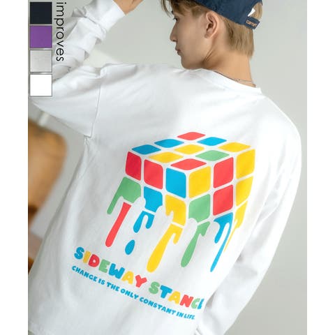 improves（インプローブス） | 長袖Tシャツ メンズ SIDEWAY STANCE サイドウェイスタンス ドリップキューブ カットソー ロンT 大きめ アメカジ カジュアル スケーター ストリート 古着MIX 韓国