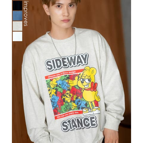 improves（インプローブス） | 長袖Tシャツ メンズ SIDEWAY STANCE サイドウェイスタンス くまグミ カットソー ロンT 大きめ アメカジ カジュアル スケーター ストリート 古着MIX 韓国