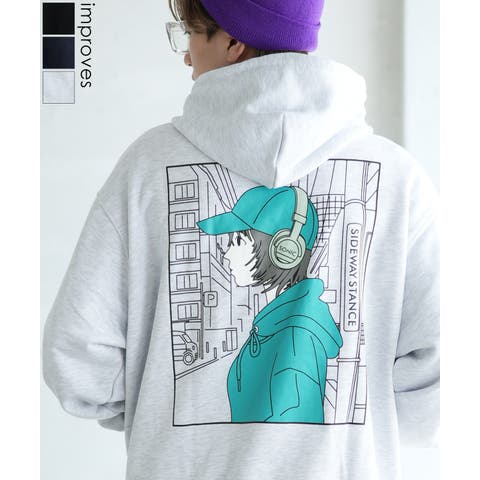 improves（インプローブス） | パーカー メンズ SIDEWAY STANCE サイドウェイスタンス オリジナルプリント グラフィック スウェット キャップガール オーバーサイズ アメカジ カジュアル