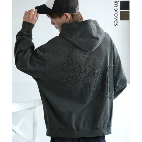 improves（インプローブス） | パーカー メンズ SIDEWAY STANCE サイドウェイスタンス ピグメント加工 バック 刺しゅう ジップアップ パーカー オーバーサイズ スケーター ストリート 韓国