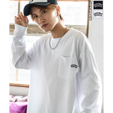 improves（インプローブス） | 長袖Tシャツ メンズ SIDEWAY STANCE サイドウェイスタンス アーチロゴ ワンポイント刺しゅう ポケット ロンT カットソー ストリート アメカジ 古着