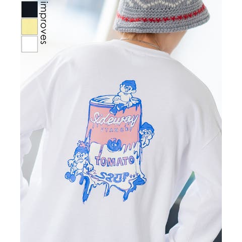 improves（インプローブス） | 長袖Tシャツ メンズ SIDEWAY STANCE サイドウェイスタンス オリジナルプリント スープ缶 カットソー ロンT カジュアル スケーター ストリート 古着MIX 韓国