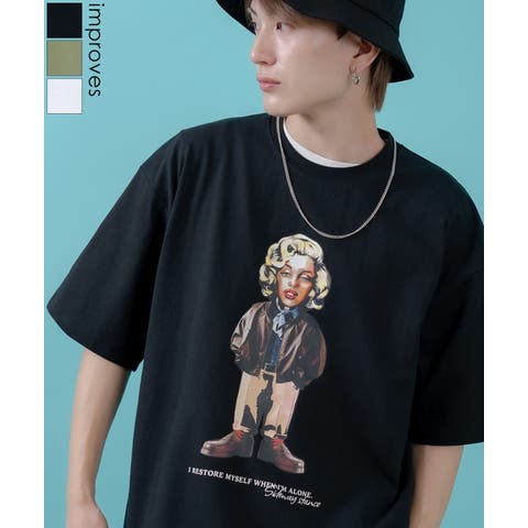 improves（インプローブス） | 半袖Tシャツ メンズ レディース オリジナルプリント オールド ウーマン グラフィック カットソー 大きめ アメカジ カジュアル スケーター ストリート 古着MIX