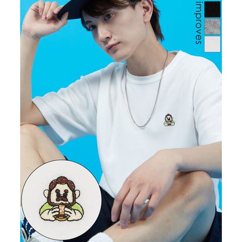 improves（インプローブス） | Tシャツ メンズ SIDEWAY STANCE サイドウェイスタンス パイル地 半袖カットソー ワンポイント刺しゅう アメカジ カジュアル スケーター ストリート 古着MIX 韓国