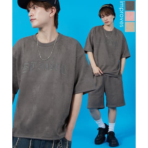 improves（インプローブス） | Tシャツ メンズ SIDEWAY STANCE サイドウェイスタンス スエードポンチ ロゴ刺しゅう カットソー アメカジ カジュアル スケーター ストリート 古着MIX 韓国
