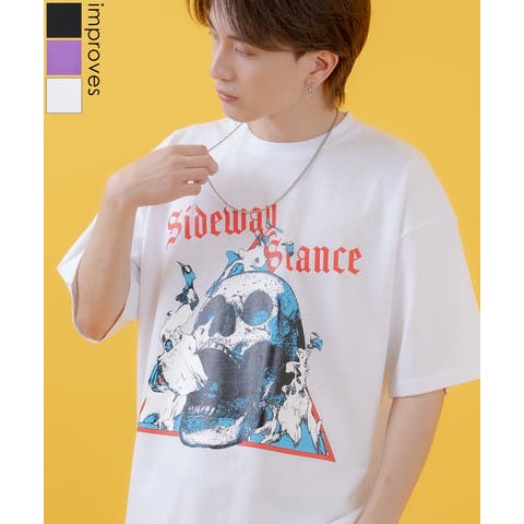 improves（インプローブス） | 半袖Tシャツ メンズ SIDEWAY STANCE サイドウェイスタンス オリジナルプリント スカル グラフィック カットソー アメカジ スケーター ストリート