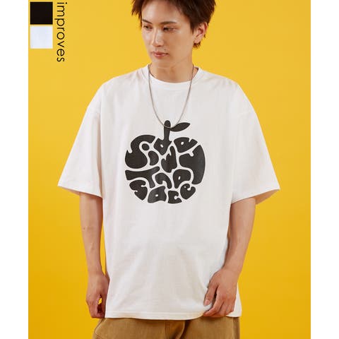 improves（インプローブス） | Tシャツ メンズ SIDEWAY STANCE サイドウェイスタンス 半袖 カットソー アップル プリント アメカジ カジュアル Y2K ストリート 古着MIX 韓国 ブラック ホワイト
