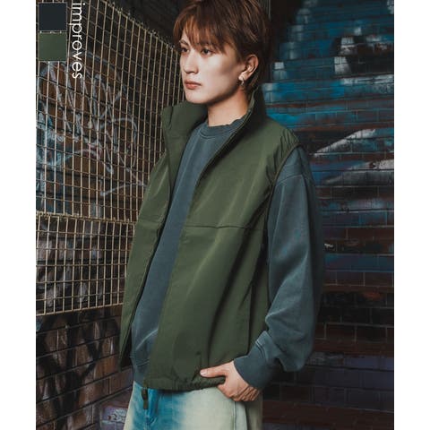 improves（インプローブス） | ベスト メンズ  SIDEWAY STANCE サイドウェイスタンス ポリワッシャーベスト レイヤード 重ね着 テック系 ストリート カジュアル 韓国ファッション 古着MIX