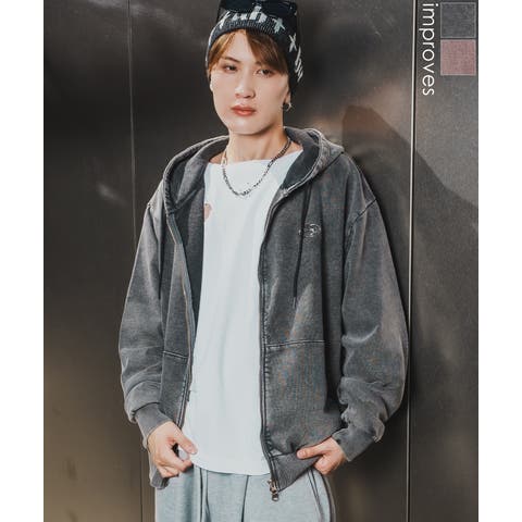 improves（インプローブス） | パーカー メンズ SIDEWAY STANCE サイドウェイスタンス スウェット ケミカル ジップパーカー ストリート カジュアル 韓国