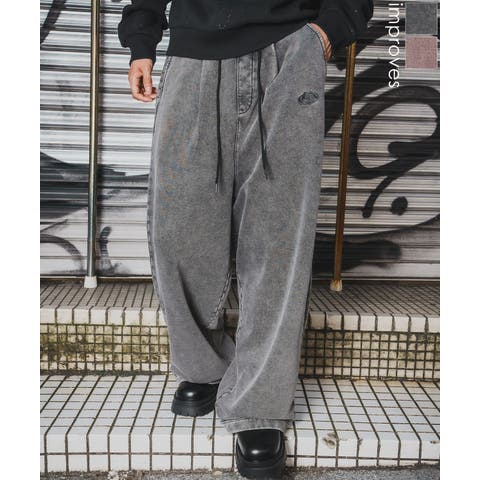improves（インプローブス） | ワイドパンツ メンズ SIDEWAY STANCE サイドウェイスタンス スウェット ケミカル イージーパンツ タックパンツ ストリート カジュアル 韓国