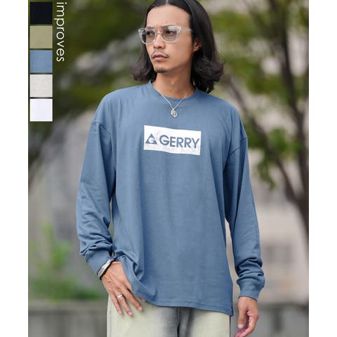 improves（インプローブス） | 長袖Tシャツ メンズ GERRY ジェリー 別注プリント カットソー ボックスロゴ プリント ロンT アウトドア ストリート アメカジ 古着MIX ホワイト ブラック