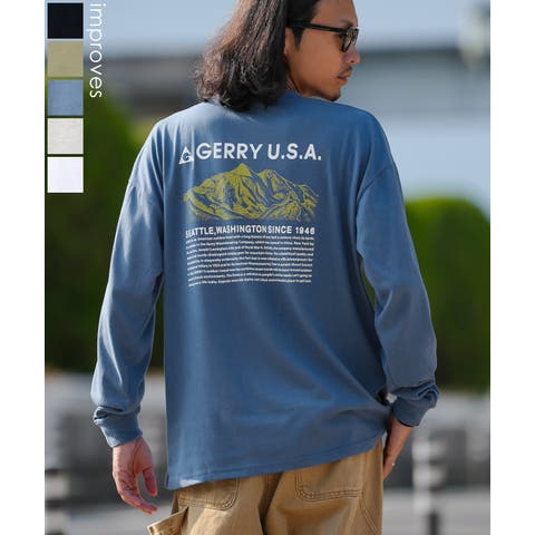 improves（インプローブス） | 長袖Tシャツ メンズ GERRY ジェリー 別注プリント カットソー マウントロゴ プリント ロンT アウトドア ストリート アメカジ 古着MIX ホワイト ブラック
