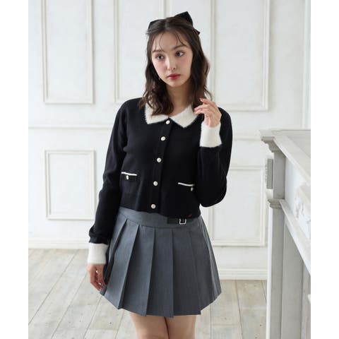 INGNI （イング） | 12Gﾌｪｻﾞｰ衿配色ﾆｯﾄｶｰﾃﾞｨｶﾞﾝ