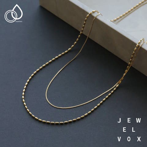Jewel vox（ジュエルヴォックス） | ネックレス ステンレス製 レディース ショートネックレス 二連 チェーン 綺麗め 上品 サージカルステンレス 金属アレルギー つけっぱなし 重ね付け ゴールド シンプル 普段使 結婚式 ギフト プレゼント 韓国 大人 韓国ファッション 人気