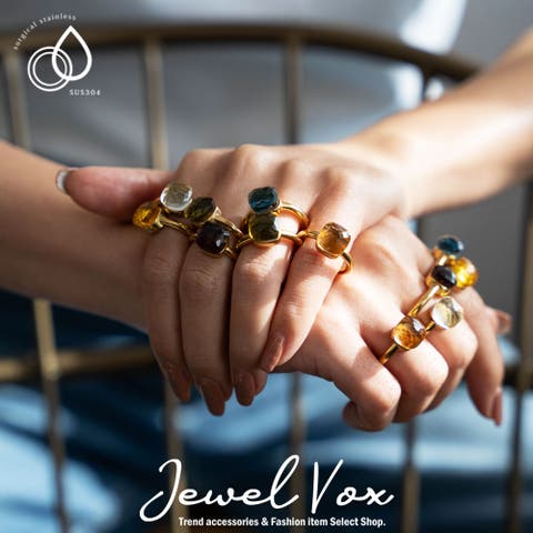 Jewel vox（ジュエルヴォックス） | 指輪 リング ステンレス製 レディース サージカルステンレス SUS304 ヌードリング カラーストーン 大ぶり 大粒 11号  13号 15号金属アレルギー つけっぱなし ゴールド  韓国 大人 韓国ファッション 人気
