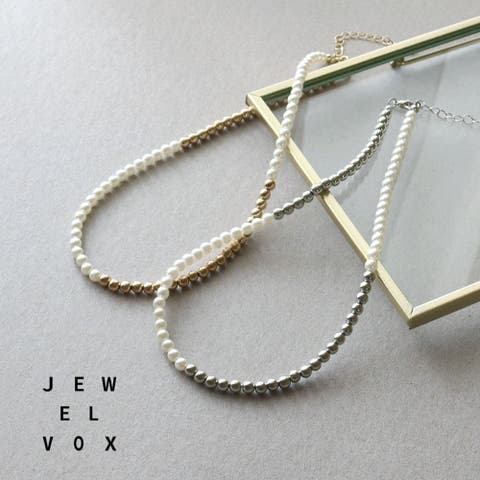 Jewel vox（ジュエルヴォックス） | ネックレス ニッケルフリー 金属アレルギー ショートネックレス レディース パール メタルボール アシンメトリー シンプル おしゃれ 大人かわいい 重ね付け 普段使い 女性 ギフト プレゼント 韓国 大人 韓国ファッション 人気