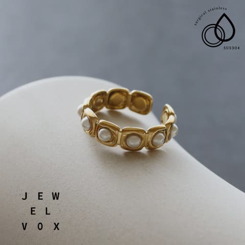 Jewel vox（ジュエルヴォックス） | 指輪 リング レディース サージカルステンレス 金属アレルギー パール つけっぱなし ゴールド 14号 フリーサイズ 普段使い シンプル デイリー カジュアル オシャレ 女性 ギフト プレゼント 韓国 大人 韓国ファッション 人気
